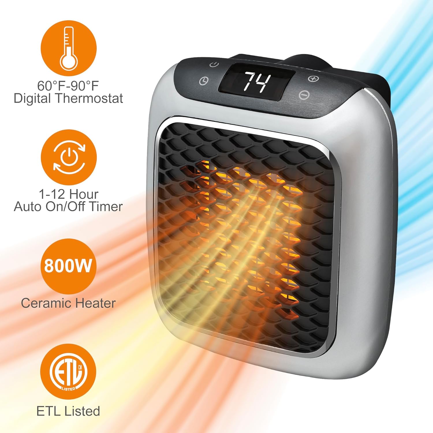 Electric Heater Portable Mini Heater Plug In Wall Heating 800w Mini Fan Heater Space Heater with Remote Control