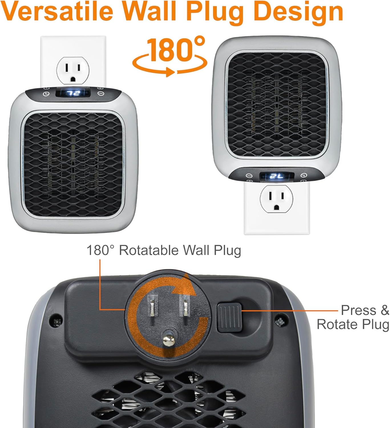 Electric Heater Portable Mini Heater Plug In Wall Heating 800w Mini Fan Heater Space Heater with Remote Control - Image 4